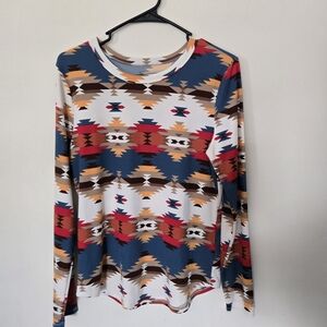 Multicolor Geometric Print Women's Top